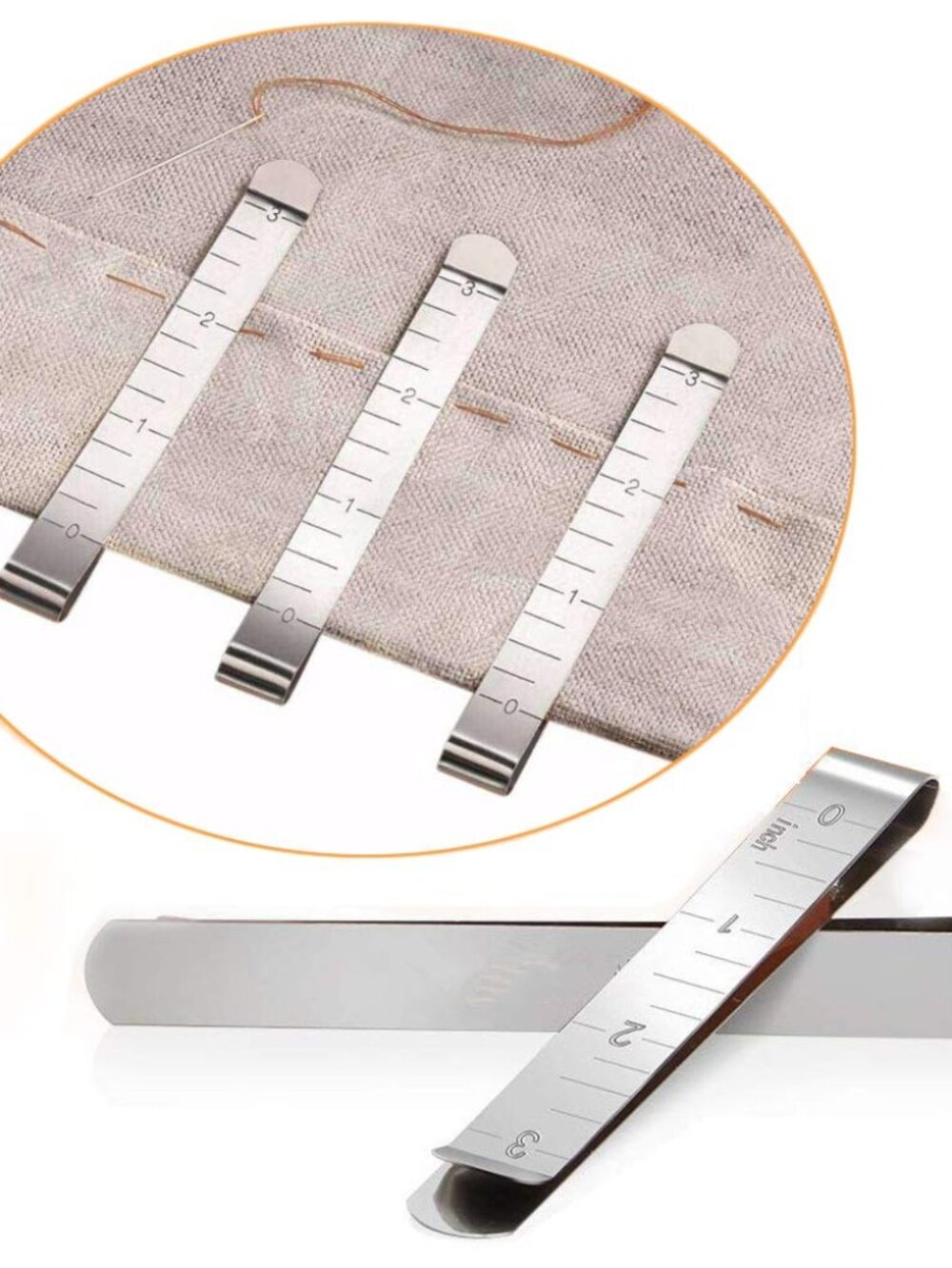 Sewing Clips Set of 20 Stainless Steel Hemming Clips 3 Inches Measurement Ruler